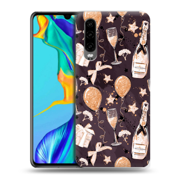 Силиконовый чехол на Huawei P30 с принтом Новый год Силиконовый чехол на Huawei P30 с принтом Новый год