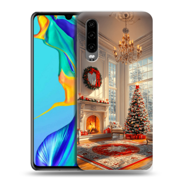 Силиконовый чехол на Huawei P30 с принтом Новый год Силиконовый чехол на Huawei P30 с принтом Новый год