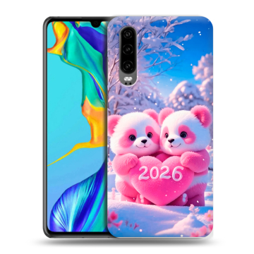 Силиконовый чехол на Huawei P30 с принтом Новый год Силиконовый чехол на Huawei P30 с принтом Новый год