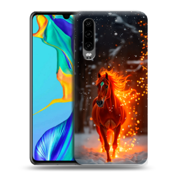 Силиконовый чехол на Huawei P30 с принтом Новый год Силиконовый чехол на Huawei P30 с принтом Новый год