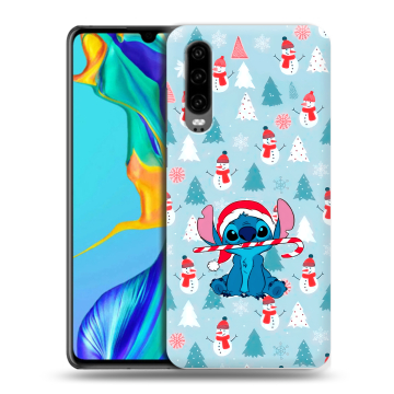 Силиконовый чехол на Huawei P30 с принтом Стич Новый год Силиконовый чехол на Huawei P30 с принтом Стич Новый год