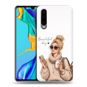Силиконовый чехол на Huawei P30 с принтом женский