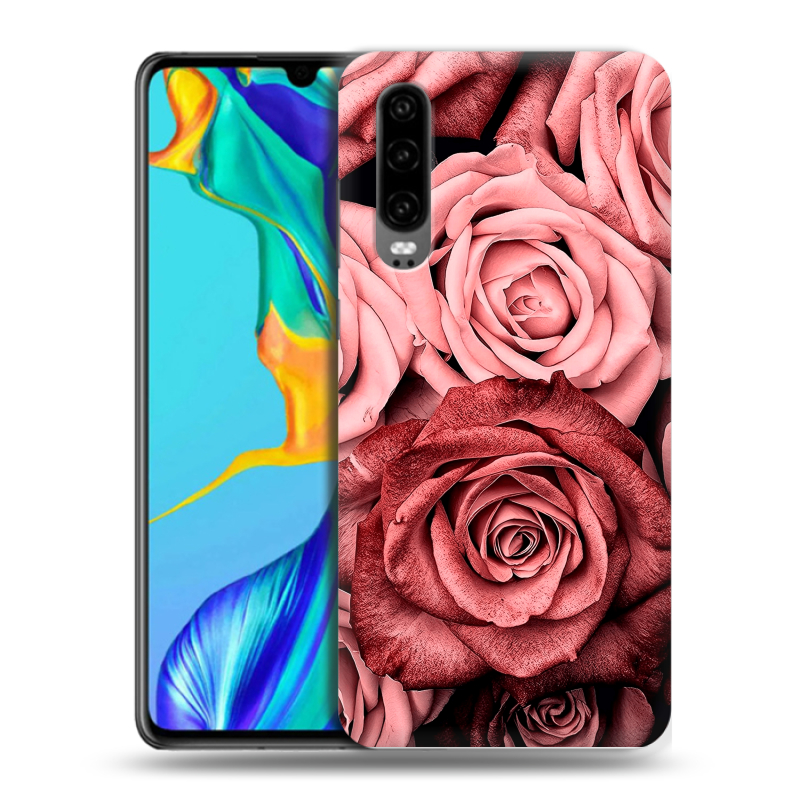 Пластиковый чехол на Huawei P30 с принтом Цветы розы Пластиковый чехол на Huawei P30 с принтом Цветы розы