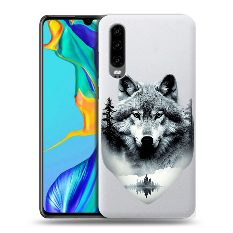 Силиконовый чехол на Huawei P30 с принтом Волк в лесу Силиконовый чехол на Huawei P30 с принтом Волк в лесу