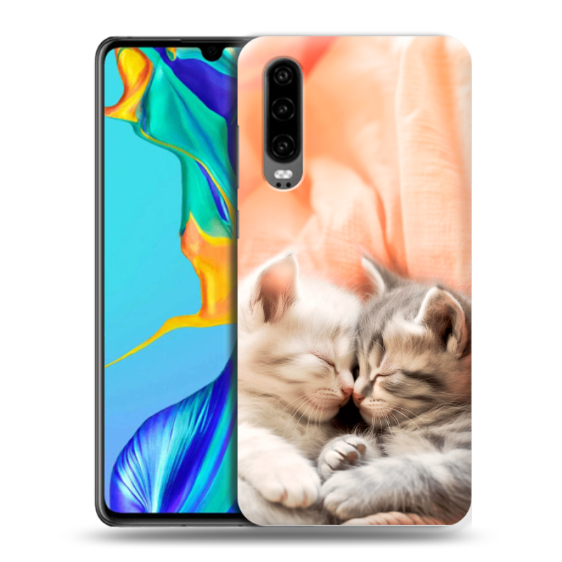 Пластиковый чехол на Huawei P30 с принтом Котята Пластиковый чехол на Huawei P30 с принтом Котята