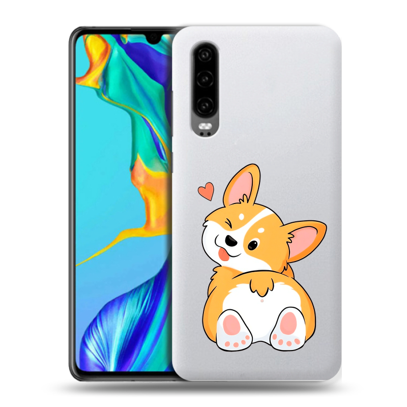 Силиконовый чехол на Huawei P30 с принтом Корги Силиконовый чехол на Huawei P30 с принтом Корги
