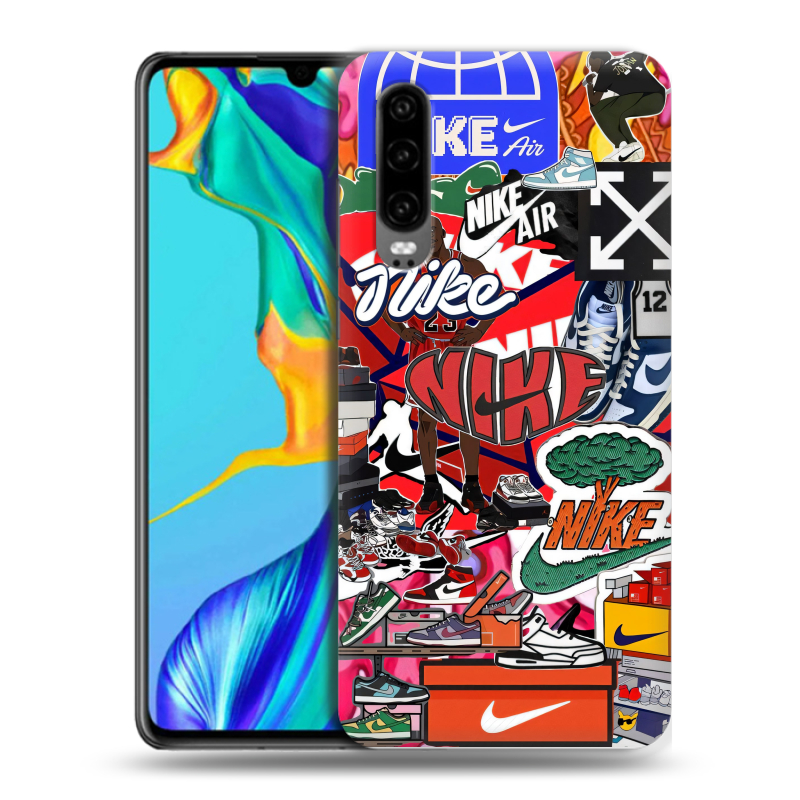 Пластиковый чехол на Huawei P30 с принтом Найк Nike яркий Пластиковый чехол на Huawei P30 с принтом Найк Nike яркий