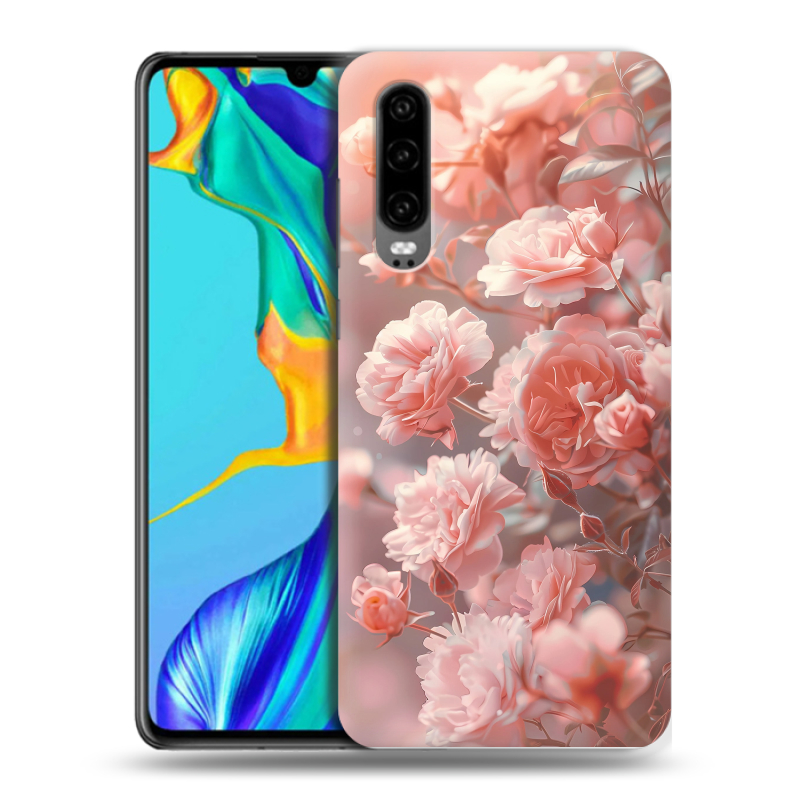 Пластиковый чехол на Huawei P30 с принтом Розовые розы Пластиковый чехол на Huawei P30 с принтом Розовые розы