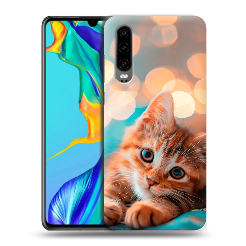 Силиконовый чехол на Huawei P30 с принтом котик Силиконовый чехол на Huawei P30 с принтом котик