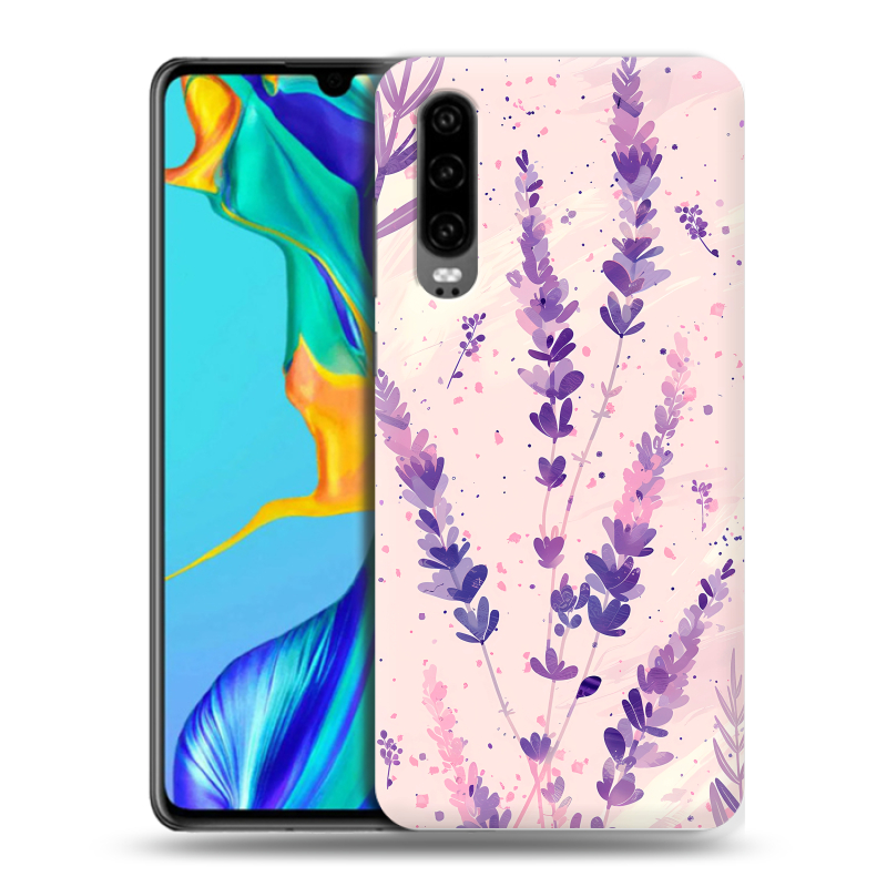 Силиконовый чехол на Huawei P30 с принтом цветы лаванда Силиконовый чехол на Huawei P30 с принтом цветы лаванда