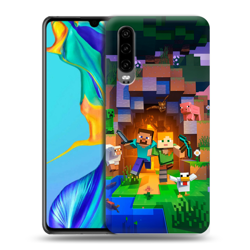 Пластиковый чехол на Huawei P30 с принтом Майнкрафт Minecraft Пластиковый чехол на Huawei P30 с принтом Майнкрафт Minecraft