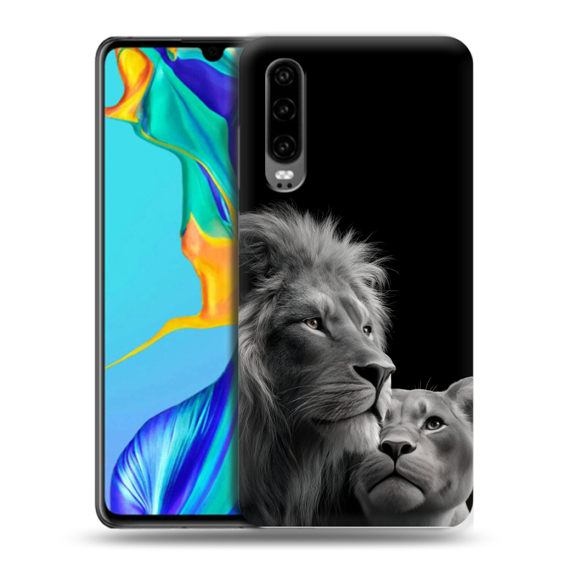 Силиконовый чехол на Huawei P30 с принтом Лев кошки Силиконовый чехол на Huawei P30 с принтом Лев кошки