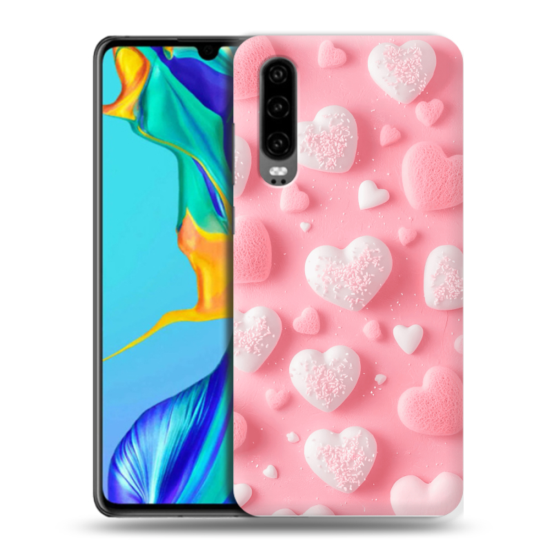 Силиконовый чехол на Huawei P30 с принтом Сердечки Силиконовый чехол на Huawei P30 с принтом Сердечки