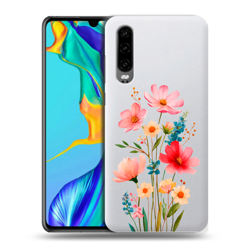 Силиконовый чехол на Huawei P30 с принтом Цветы Силиконовый чехол на Huawei P30 с принтом Цветы