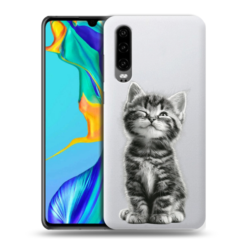 Силиконовый чехол на Huawei P30 с принтом Котенок Силиконовый чехол на Huawei P30 с принтом Котенок