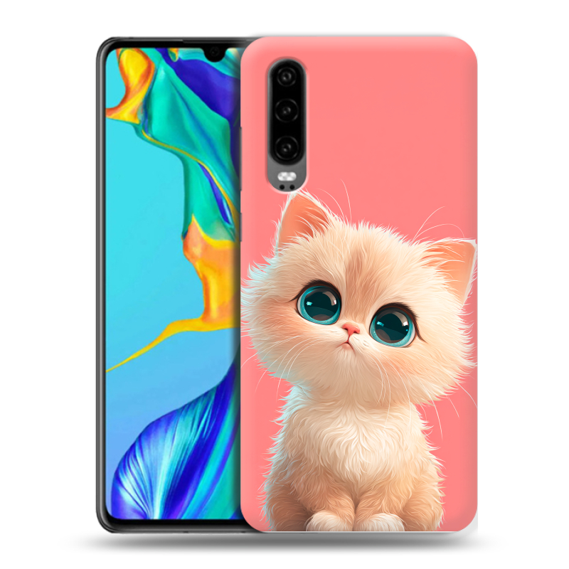 Пластиковый чехол на Huawei P30 с принтом Розовый котенок Пластиковый чехол на Huawei P30 с принтом Розовый котенок