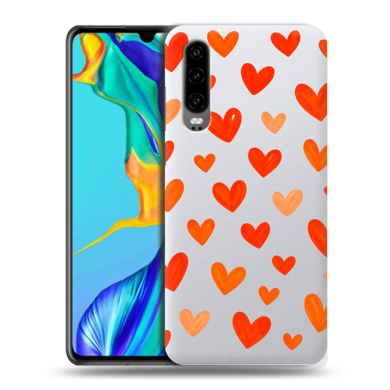 Пластиковый чехол на Huawei P30 с принтом Сердечки Пластиковый чехол на Huawei P30 с принтом Сердечки