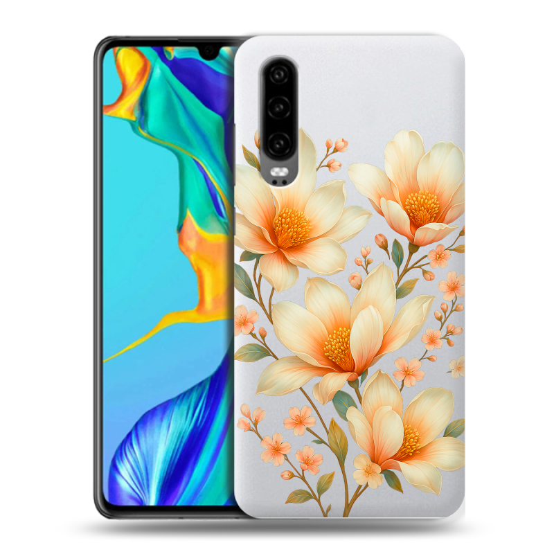 Пластиковый чехол на Huawei P30 с принтом Цветы Пластиковый чехол на Huawei P30 с принтом Цветы