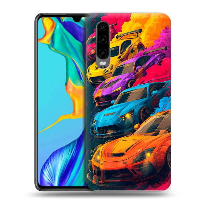 Силиконовый чехол на Huawei P30 с принтом Тачки Силиконовый чехол на Huawei P30 с принтом Тачки