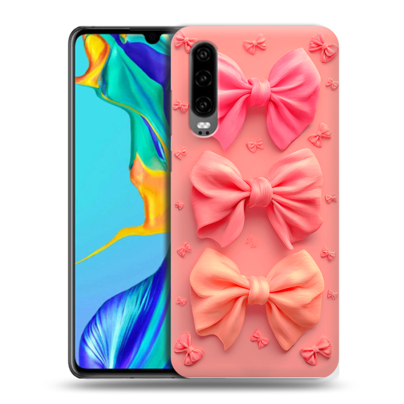 Силиконовый чехол на Huawei P30 с принтом Розовые бантики Силиконовый чехол на Huawei P30 с принтом Розовые бантики