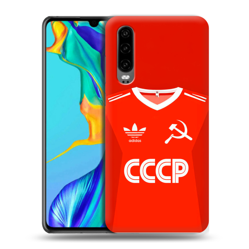 Силиконовый чехол на Huawei P30 с принтом Флаг Герб СССР Силиконовый чехол на Huawei P30 с принтом Флаг Герб СССР