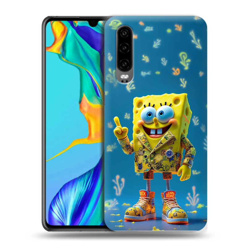 Пластиковый чехол на Huawei P30 с принтом Спанч боб Спанчбоб Пластиковый чехол на Huawei P30 с принтом Спанч боб Спанчбоб