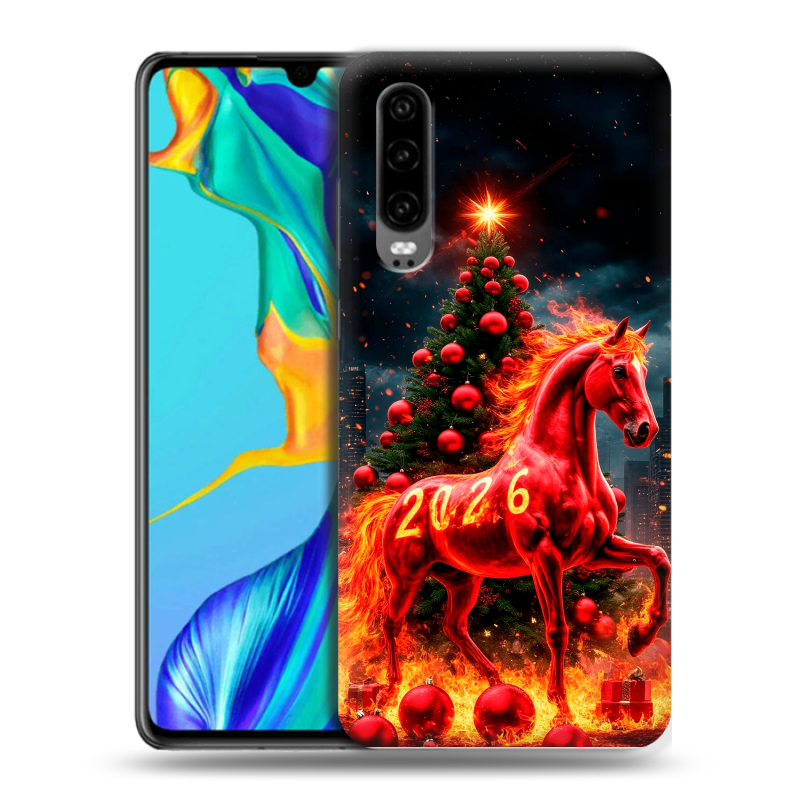 Силиконовый чехол на Huawei P30 с принтом Новый год Силиконовый чехол на Huawei P30 с принтом Новый год