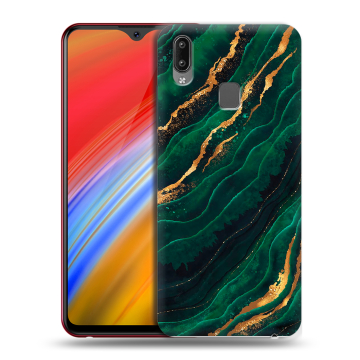 Пластиковый чехол на Vivo Y91i с принтом Мрамор зеленое золото
