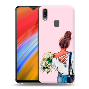 Пластиковый чехол на Vivo Y91i с принтом Девушка и букет Пластиковый чехол на Vivo Y91i с принтом Девушка и букет
