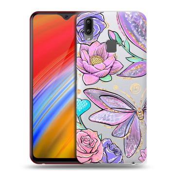Пластиковый чехол на Vivo Y91i с принтом Бабочки и цветы Пластиковый чехол на Vivo Y91i с принтом Бабочки и цветы