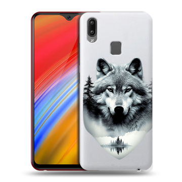 Пластиковый чехол на Vivo Y91i с принтом Волк в лесу Пластиковый чехол на Vivo Y91i с принтом Волк в лесу