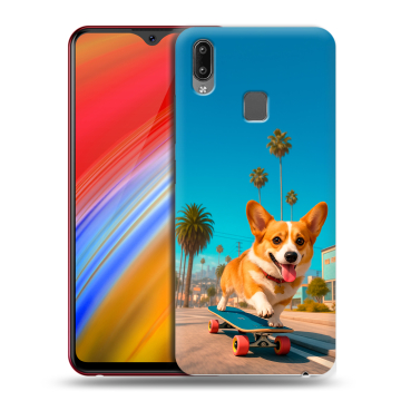 Пластиковый чехол на Vivo Y91i с принтом Корги на скейте Пластиковый чехол на Vivo Y91i с принтом Корги на скейте
