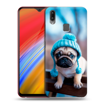 Пластиковый чехол на Vivo Y91i с принтом Мопс в шапке Пластиковый чехол на Vivo Y91i с принтом Мопс в шапке