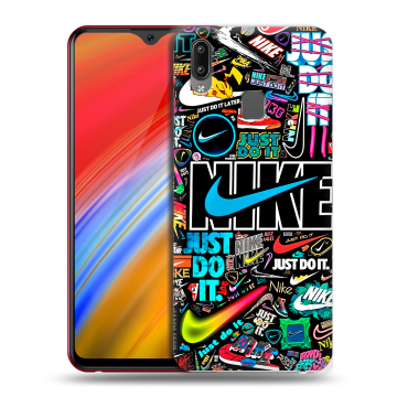Пластиковый чехол на Vivo Y91i с принтом найк nike черный