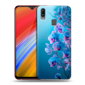 Пластиковый чехол на Vivo Y91i с принтом голубые орхидеи Пластиковый чехол на Vivo Y91i с принтом голубые орхидеи