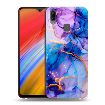 Пластиковый чехол на Vivo Y91i с принтом синий мрамор Пластиковый чехол на Vivo Y91i с принтом синий мрамор