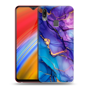 Пластиковый чехол на Vivo Y91i с принтом синий мрамор Пластиковый чехол на Vivo Y91i с принтом синий мрамор