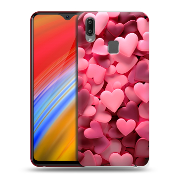 Пластиковый чехол на Vivo Y91i с принтом розовые сердечки Пластиковый чехол на Vivo Y91i с принтом розовые сердечки