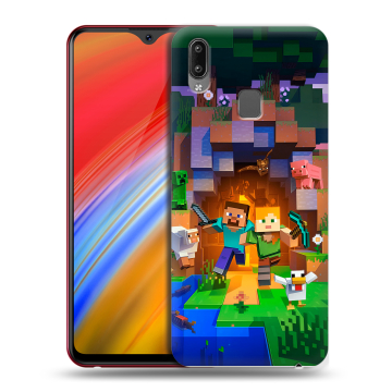 Пластиковый чехол на Vivo Y91i с принтом Майнкрафт Minecraft