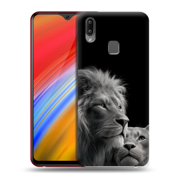 Пластиковый чехол на Vivo Y91i с принтом Лев кошки