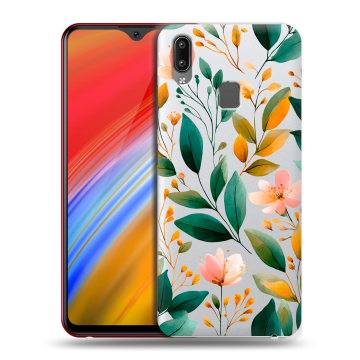 Пластиковый чехол на Vivo Y91i с принтом Цветы паттерн