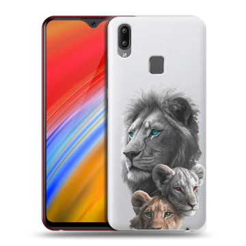Пластиковый чехол на Vivo Y91i с принтом Львы