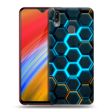 Пластиковый чехол на Vivo Y91i с принтом Неоновые соты