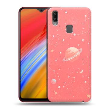 Пластиковый чехол на Vivo Y91i с принтом Розовый космос