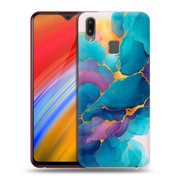 Пластиковый чехол на Vivo Y91i с принтом Мрамор блестки