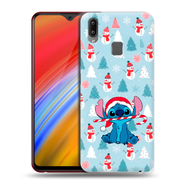 Пластиковый чехол на Vivo Y91i с принтом Стич Новый год