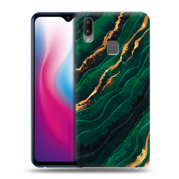 Пластиковый чехол на Vivo Y93 с принтом Мрамор зеленое золото