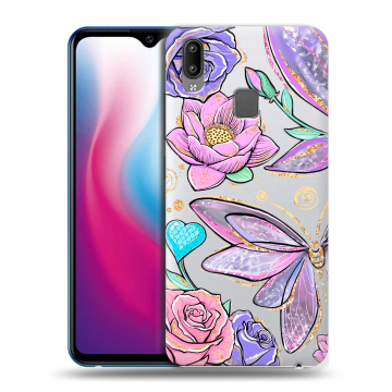 Пластиковый чехол на Vivo Y93 с принтом Бабочки и цветы