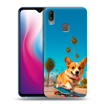 Пластиковый чехол на Vivo Y93 с принтом Корги на скейте