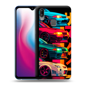 Пластиковый чехол на Vivo Y93 с принтом Гоночные машины